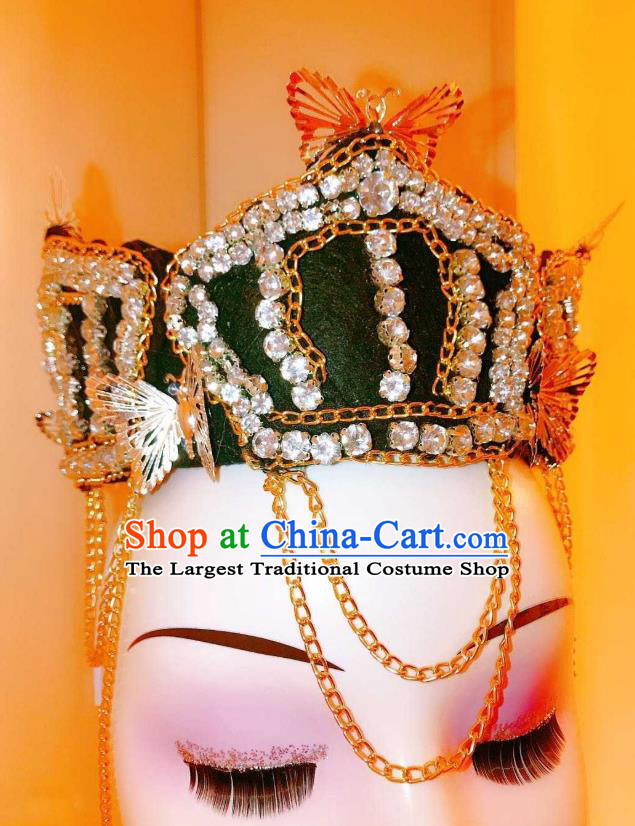 Top Brazil Parade Headdress Halloween Cosplay Queen Hair Accessories Catwalks Crystal Royal Crown Baroque Bride Hat