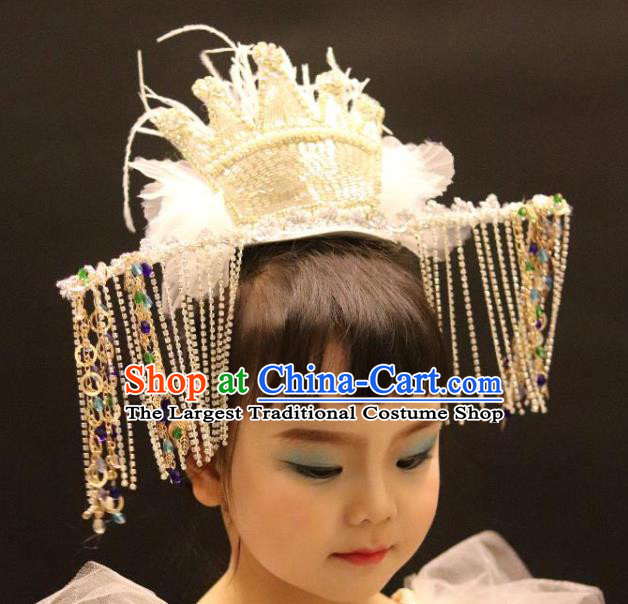 Professional Children Stage Performance Hair Accessories Christmas Day Headwear Girl Princess Pearls Royal Crown