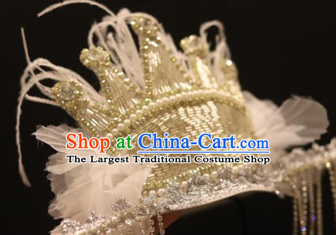 Professional Children Stage Performance Hair Accessories Christmas Day Headwear Girl Princess Pearls Royal Crown