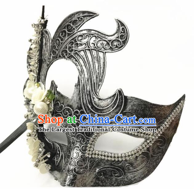 Handmade Brazil Carnival Argent Mask Halloween Cosplay Face Mask Costume Party Blinder Baroque Headpiece