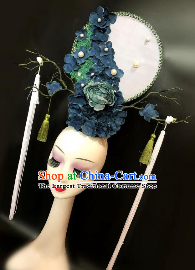 China Handmade Bride Fashion Pearls Headwear Qipao Show Flowers Hair Crown Court Tassel Hair Clasp Catwalks Deluxe Headdress