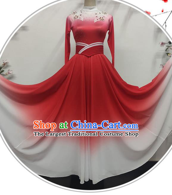 Chinese Spring Festival Gala Performance Garment Costume Modern Dance Clothing Opening Dance Woman Group Dance Red Dress Outfits