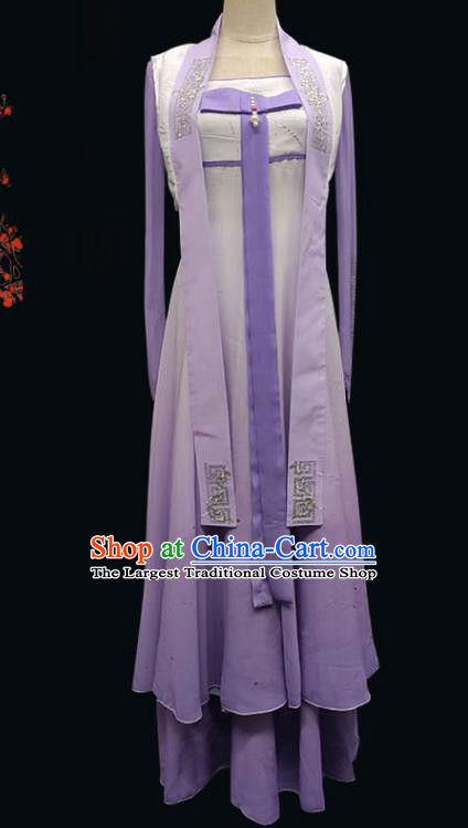 Top Chinese Traditional Umbrella Dance Clothing Classical Dance Purple Dress Woman Solo Dance Garment Costume