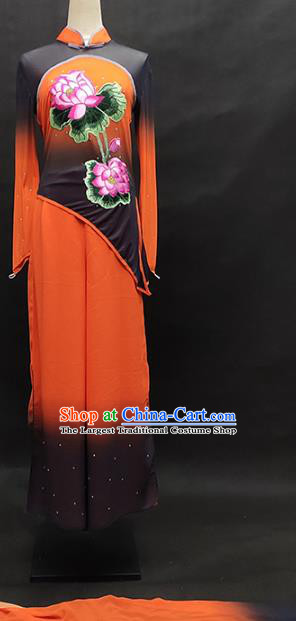 China Fan Dance Performance Garment Costume Folk Dance Clothing Jiaozhou Yangko Group Dance Orange Uniforms