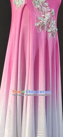 China Yunnan Ethnic Stage Performance Embroidered Garments Peacock Dance Pink Dress Dai Nationality Folk Dance Clothing