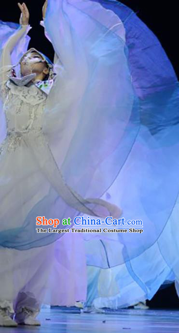 China Yunnan Ethnic Stage Performance Garments Minority Folk Dance White Dress Yi Nationality Dance Clothing