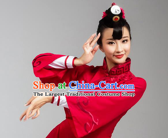 Top Chinese Traditional Fan Dance Performance Clothing Classical Dance Red Dress Woman Solo Dance Garment Costume