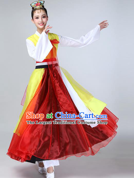 China Korea Minority Fan Dance Dress Ethnic Female Dance Garments Korean Nationality Stage Performance Clothing