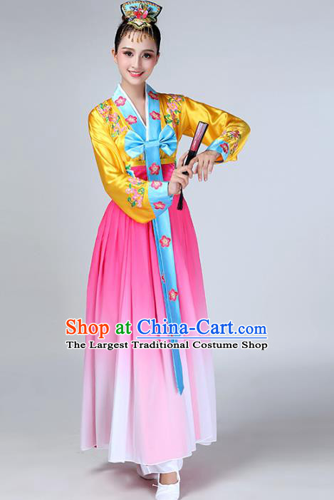 China Korean Nationality Stage Performance Clothing Korea Minority Fan Dance Dress Ethnic Female Group Dance Garments