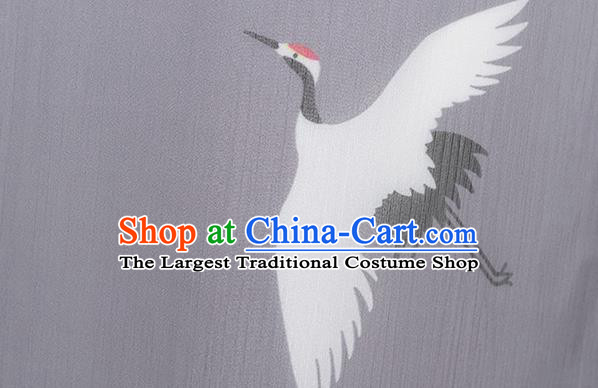 Chinese Martial Arts Hand Painting Cranes Grey Outfits Woman Tai Chi Competition Clothing Tai Ji Training Garment Costumes