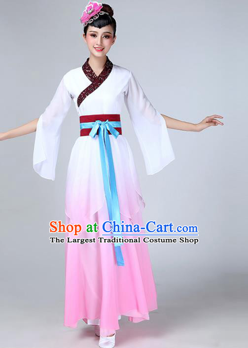 Top Chinese Traditional Court Stage Performance Clothing Classical Dance Pink Dress Woman Umbrella Dance Garment Costume