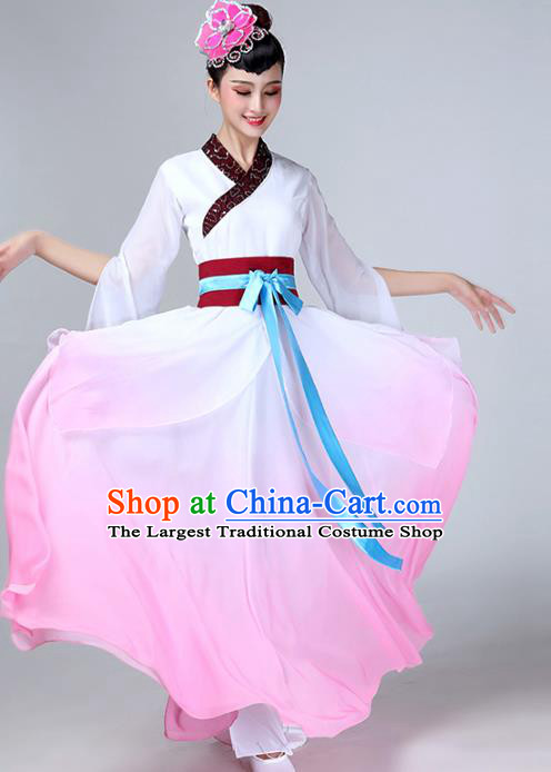 Top Chinese Traditional Court Stage Performance Clothing Classical Dance Pink Dress Woman Umbrella Dance Garment Costume