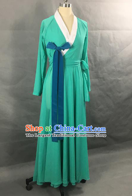 Top Chinese Classical Dance Green Dress Woman Solo Dance Garment Costume Traditional Korean Dance Performance Clothing