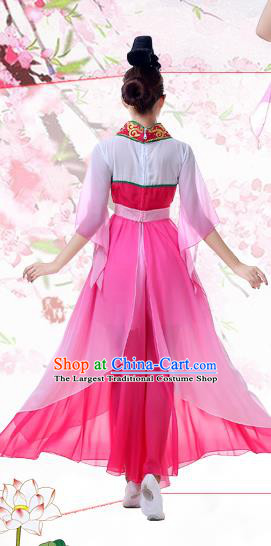 Top Chinese Classical Umbrella Dance Garment Costume Traditional Court Dance Rosy Hanfu Dress Outfits Woman Stage Performance Clothing