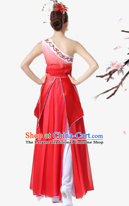 Top Chinese Traditional Umbrella Dance Red Dress Woman Stage Performance Clothing Classical Dance Solo Dance Garment Costume