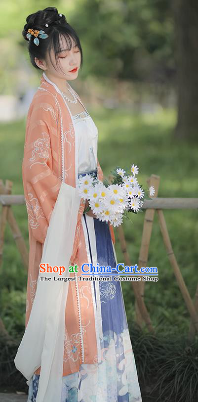 China Ancient Hanfu Garments Nobility Female Dress Traditional Song Dynasty Young Woman Historical Clothing Complete Set