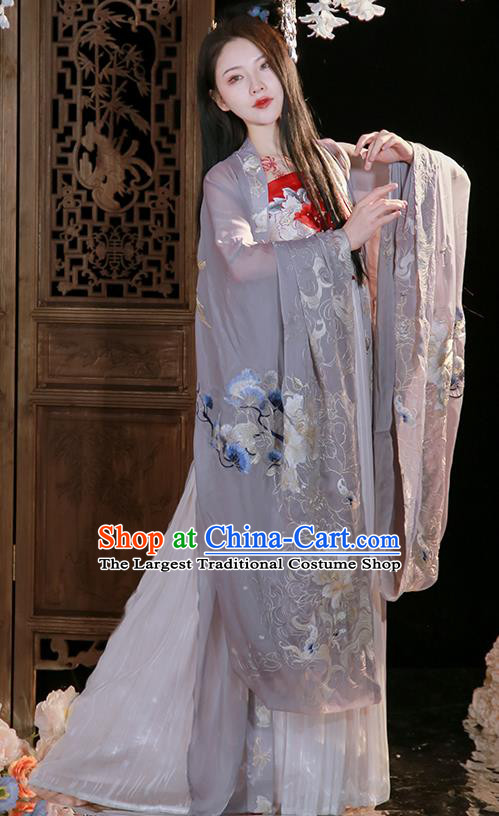 China Tang Dynasty Court Princess Historical Clothing Ancient Palace Beauty Embroidered Hanfu Dress Garments