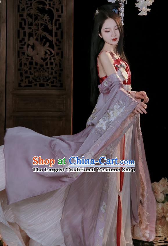 China Tang Dynasty Court Princess Historical Clothing Ancient Palace Beauty Embroidered Hanfu Dress Garments