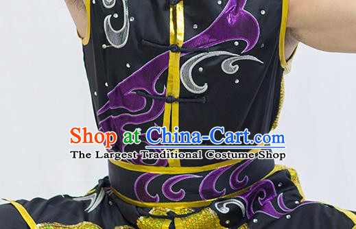 China Wushu Competition Black Uniforms Martial Arts Clothing Kung Fu Performance Suits Southern Boxing Garment Costumes