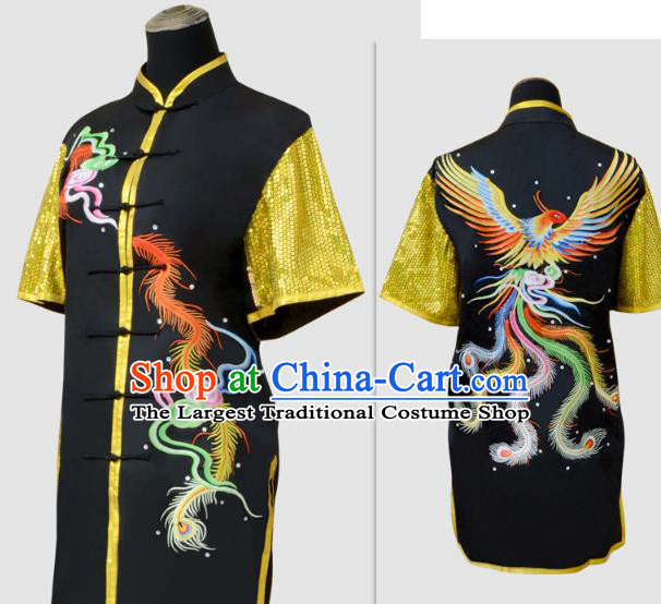 China Kung Fu Performance Embroidered Black Suits Southern Boxing Garment Costumes Wushu Competition Uniforms Martial Arts Clothing