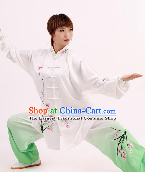 Chinese Tai Chi Kung Fu Competition Clothing Martial Arts Performance Garments Tai Ji Chuan Embroidered Orchids Outfits