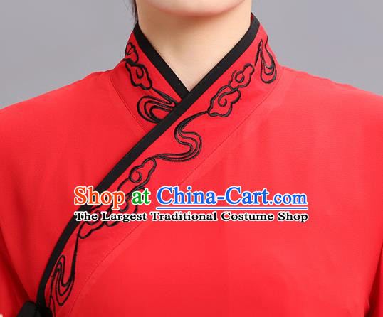 Chinese Tai Chi Kung Fu Competition Clothing Martial Arts Performance Garments Tai Ji Chuan Embroidered Red Outfits
