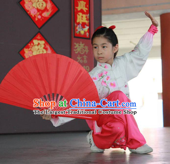 Chinese Children Martial Arts Costumes Tai Chi Performance Clothing Girl Kung Fu Embroidered Plum Rosy Uniforms