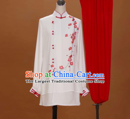 Chinese Tai Chi Sword Performance Suits Martial Arts Printing Plum Blossom Outfits Kung Fu Wushu Competition Clothing