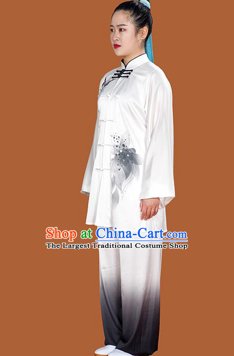 Chinese Kung Fu Tai Ji Training Clothing Tai Chi Performance Suits Martial Arts Competition Ink Painting Butterfly Outfits