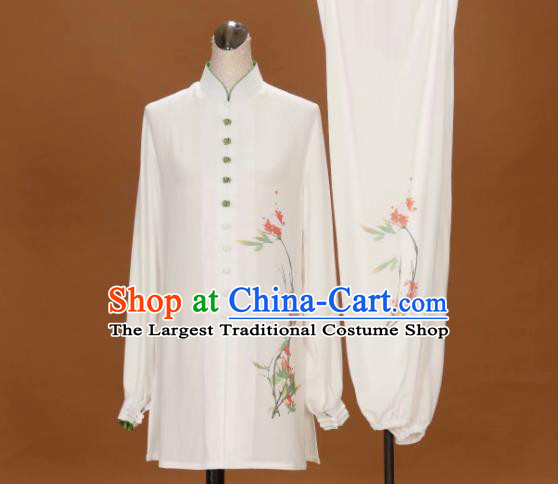 Chinese Kung Fu Wushu Competition Clothing Tai Chi Performance Suits Martial Arts Embroidered White Outfits