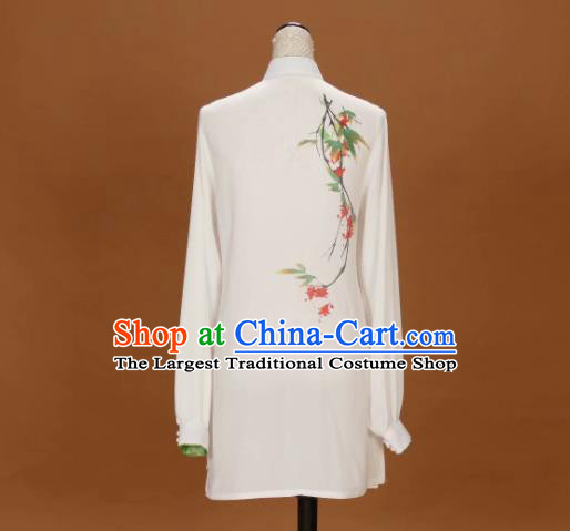 Chinese Kung Fu Wushu Competition Clothing Tai Chi Performance Suits Martial Arts Embroidered White Outfits