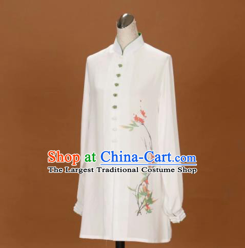 Chinese Kung Fu Wushu Competition Clothing Tai Chi Performance Suits Martial Arts Embroidered White Outfits