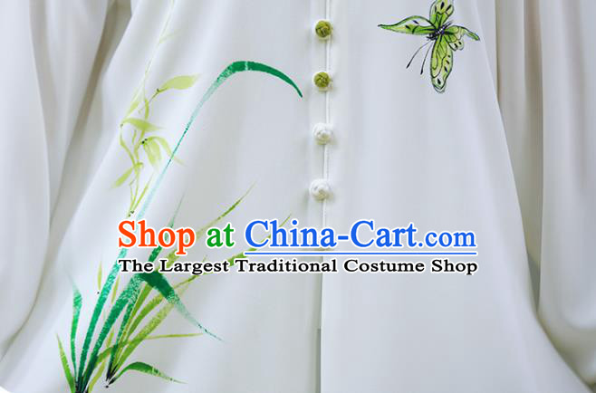 Chinese Tai Chi Group Performance Clothing Martial Arts Garment Kung Fu Suits Tai Ji Competition Painting Orchids Outfits