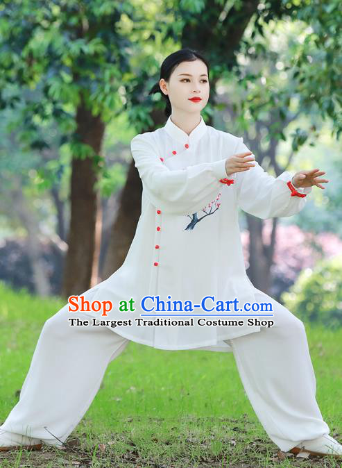 Chinese Tai Ji Competition Painting Plum Blossom Outfits Tai Chi Group Performance Clothing Martial Arts Garment Kung Fu Suits