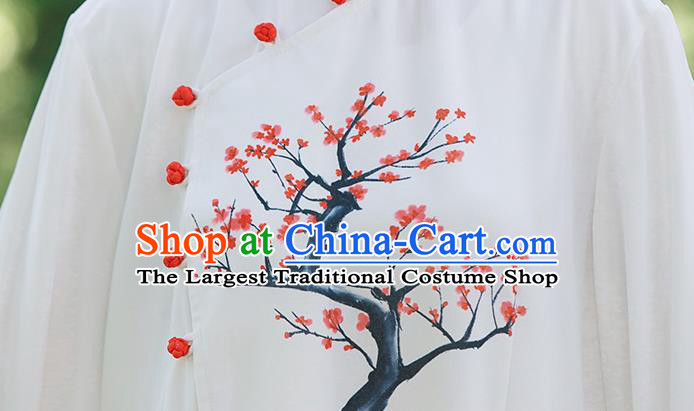 Chinese Tai Ji Competition Painting Plum Blossom Outfits Tai Chi Group Performance Clothing Martial Arts Garment Kung Fu Suits