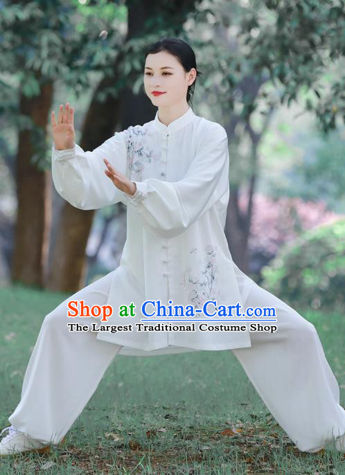 Chinese Kung Fu Painting Flowers Suits Tai Ji Competition Outfits Tai Chi Group Performance Clothing Martial Arts Garment