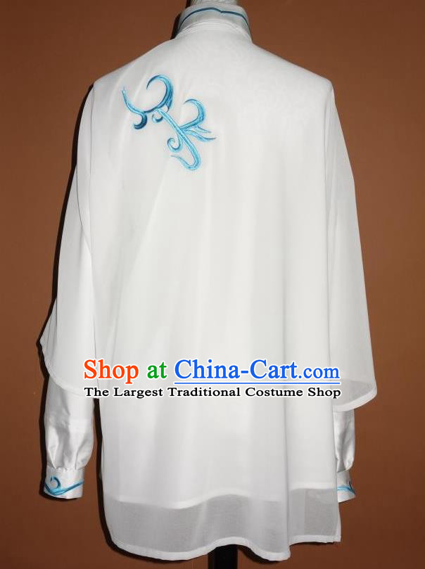 Chinese Kung Fu Competition Suits Martial Arts Embroidered White Outfits Tai Chi Performance Garment Costume