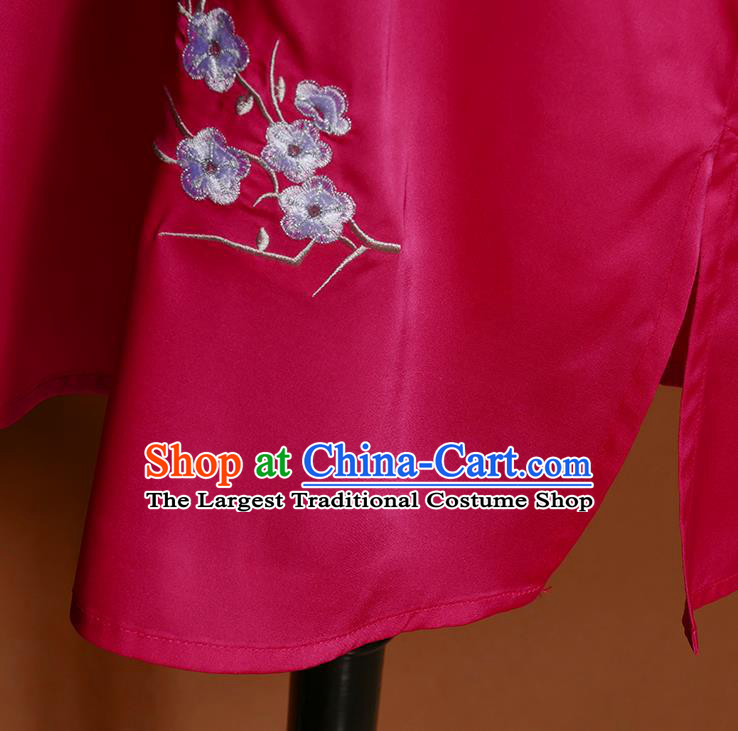 Chinese Wushu Competition Garment Costume Kung Fu Tai Chi Performance Suits Martial Arts Embroidered Plum Rosy Outfits