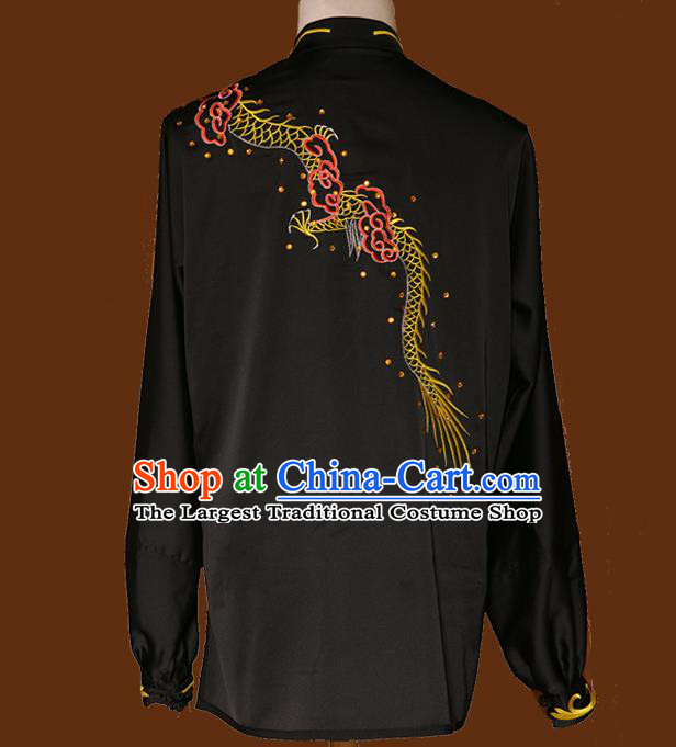 China Nanquan Boxing Training Embroidered Dragon Suits Kung Fu Competition Uniforms Tai Chi Garment Costumes
