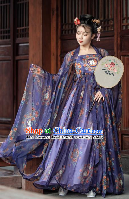 China Ancient Court Infanta Purple Hanfu Dress Tang Dynasty Noble Princess Historical Garments Clothing