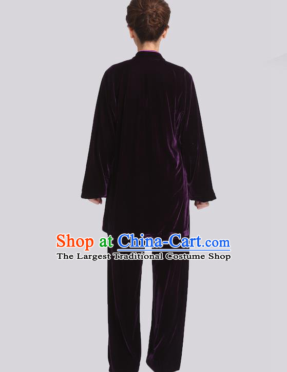 Chinese Tai Chi Competition Black Velvet Suits Martial Arts Embroidered Peony Outfits Kung Fu Tai Ji Training Clothing