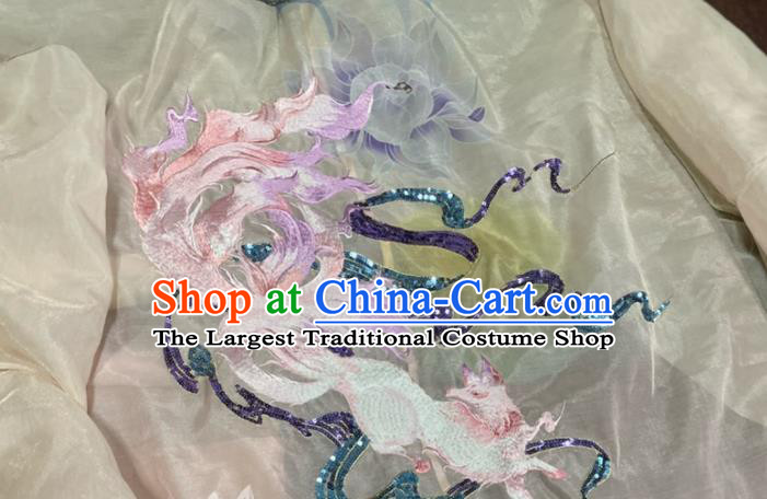 China Ancient Myth Fox Fairy Embroidered Hanfu Dress Traditional Shang Dynasty Queen Su Daji Historical Clothing