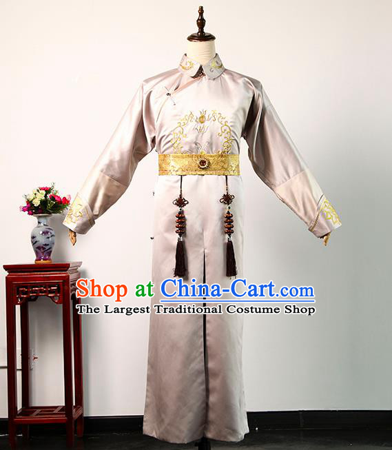 Chinese Ancient Noble Prince Clothing TV Story of Yanxi Palace Royal Highness Pink Long Robe Qing Dynasty Manchu Childe Costume