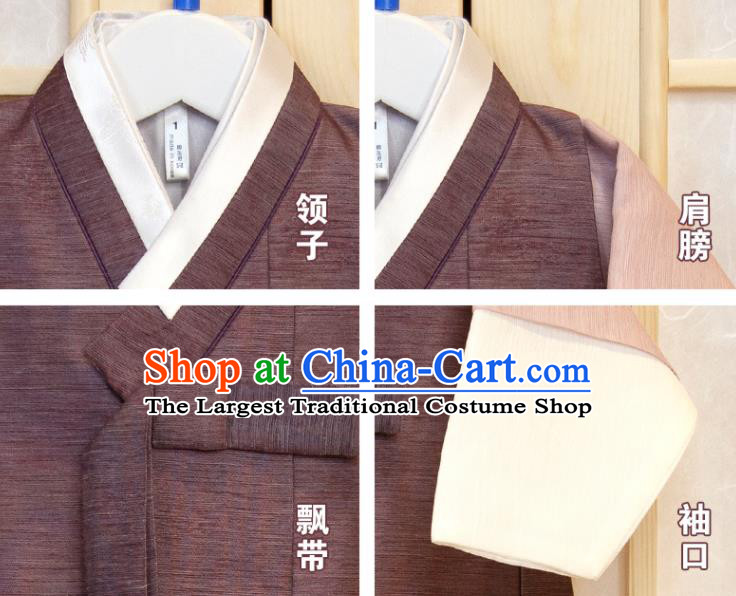 Korean Children Garment Purple Vest Pink Shirt and Grey Pants Boys Prince Birthday Hanbok Costumes Korea Traditional Fashion Clothing