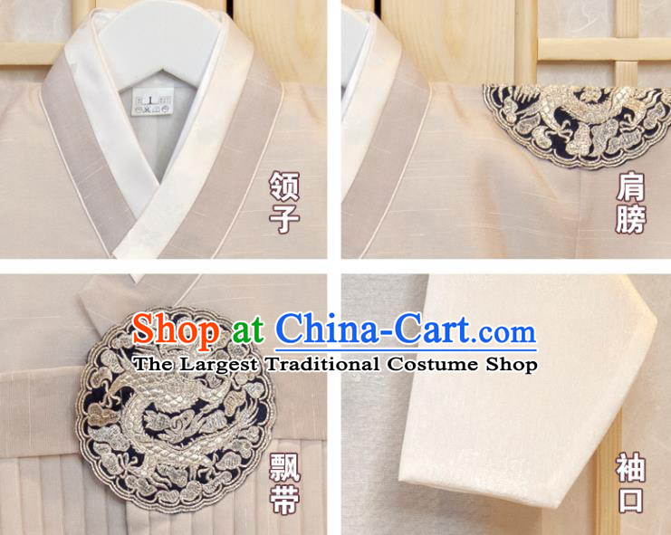 Korea Boys Prince Birthday Hanbok Costumes Traditional Fashion Clothing Korean Children Garment Beige Vest White Shirt and Grey Pants