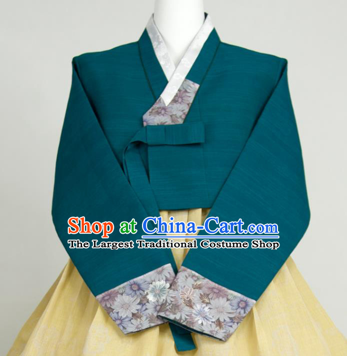 Korea Classical Hanbok Atrovirens Blouse and Yellow Dress Traditional Wedding Celebration Clothing Korean Bride Mother Fashion Costumes