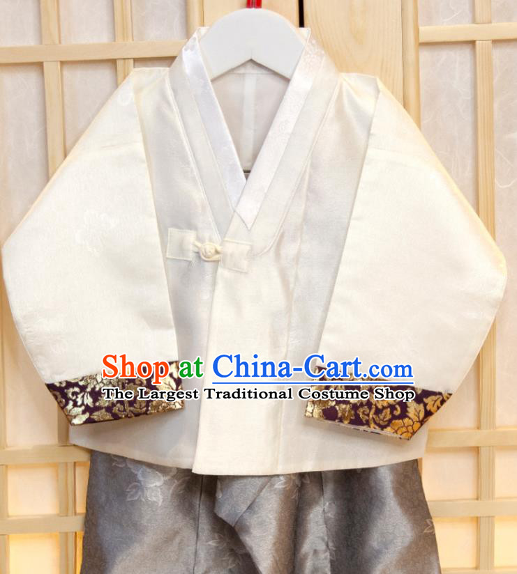 Korea Children Garment Black Vest White Shirt and Grey Pants Boys Prince Birthday Fashion Costumes Korean Traditional Hanbok Clothing