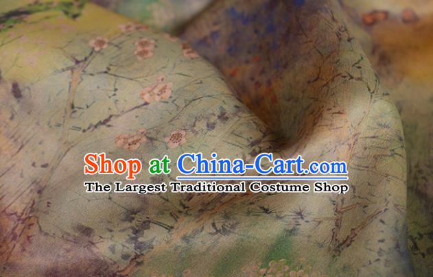 Chinese Ginger Gambiered Guangdong Gauze High Quality Cheongsam Cloth Classical Plum Blossom Pattern DIY Fabric Silk Fabric