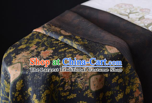High Quality Chinese DIY Fabric Silk Fabric Navy Gambiered Guangdong Gauze Qipao Cheongsam Cloth
