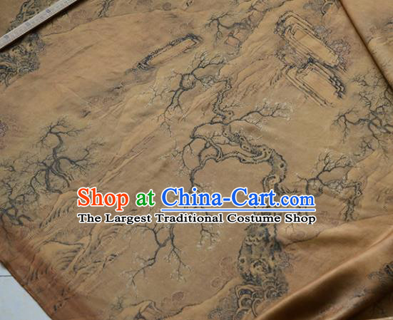 Chinese Silk Fabric Ginger Gambiered Guangdong Gauze High Quality Cheongsam Cloth Classical Pattern DIY Satin Fabric